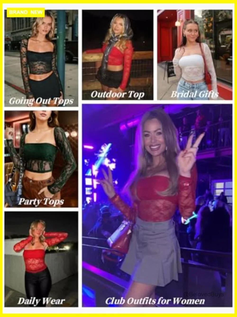 2 Piece Square Neck Crop Tops Set Long Sleeve Mesh Sheer Layering Tanks